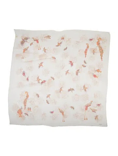 Pre-owned Cartier Silk Floral Print Scarf In Neutrals