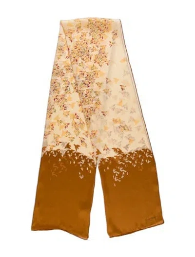 Pre-owned Cartier Silk Floral Print Scarf In Yellow