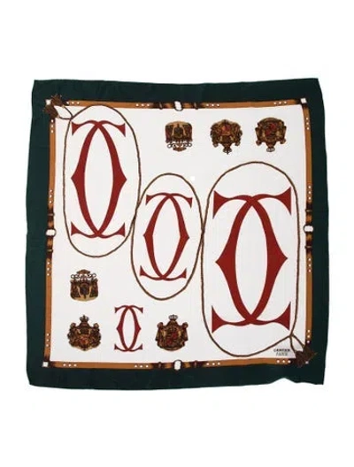 Pre-owned Cartier Silk Graphic Print Scarf In Black