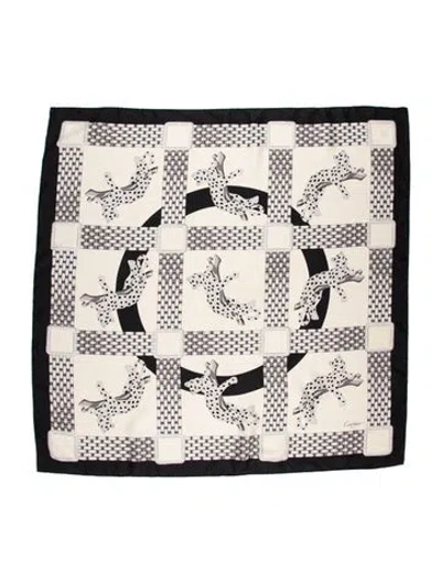 Pre-owned Cartier Silk Graphic Print Scarf In Blue