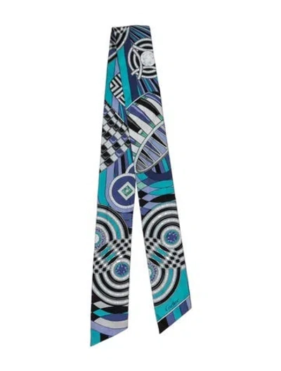 Pre-owned Cartier Silk Graphic Print Scarf In Blue