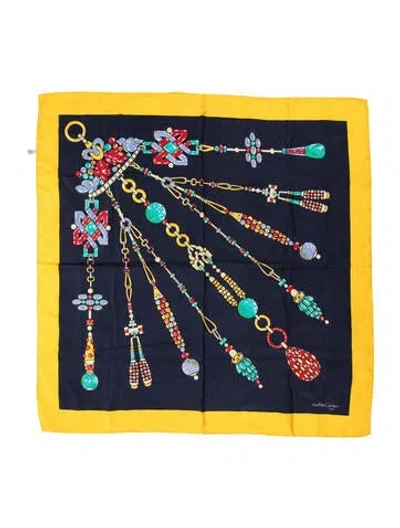 Pre-owned Cartier Silk Graphic Print Scarf In Blue