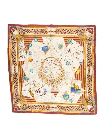 Pre-owned Cartier Silk Graphic Print Scarf In Brown