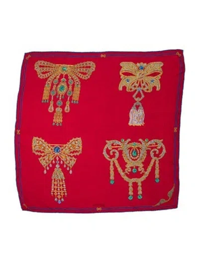 Pre-owned Cartier Silk Graphic Print Scarf In Red