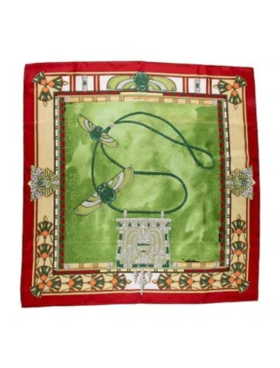 Pre-owned Cartier Silk Graphic Print Scarf In Red