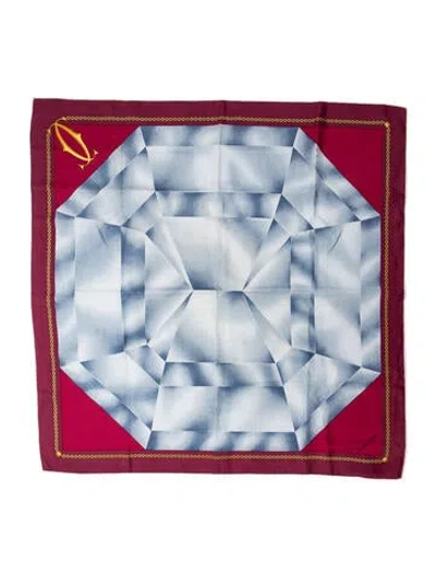 Pre-owned Cartier Silk Graphic Print Scarf W/ Tags In Blue