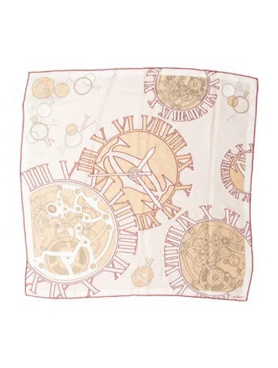 Pre-owned Cartier Silk Graphic Print Scarf W/ Tags In Neutrals
