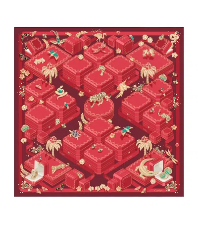 Cartier Silk Jewellery Boxes Scarf In Red