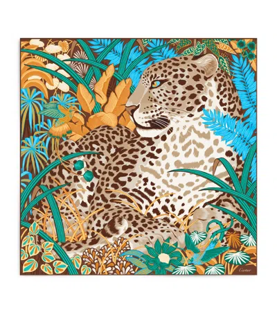 Cartier Silk Panthère Jungle Scarf In Blue
