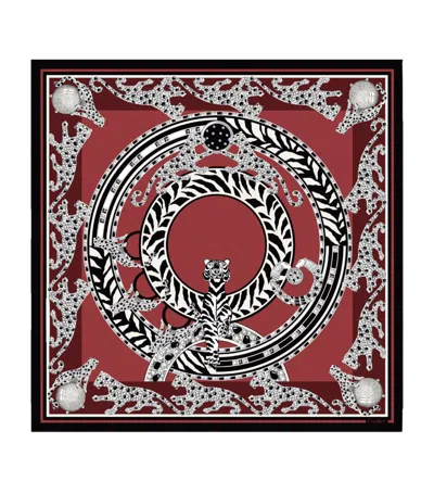 Cartier Womens Burgundy Panthère Reissue Graphic-print Silk-twill Scarf