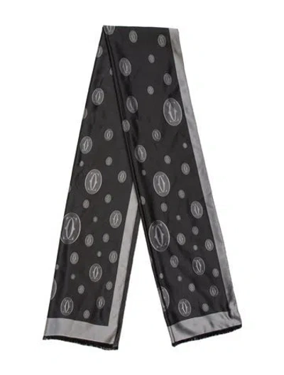 Pre-owned Cartier Silk Polka Dot Print Scarf In Black