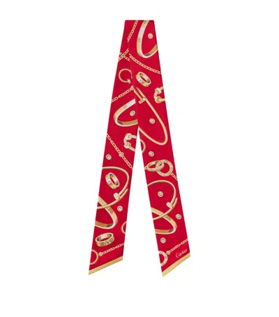 Cartier Silk Precious Mundanity Scarf In Red