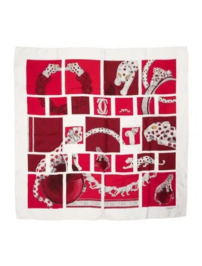 Pre-owned Cartier Silk Printed Scarf In Black