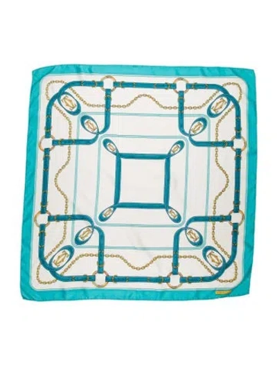 Pre-owned Cartier Silk Printed Scarf In Blue