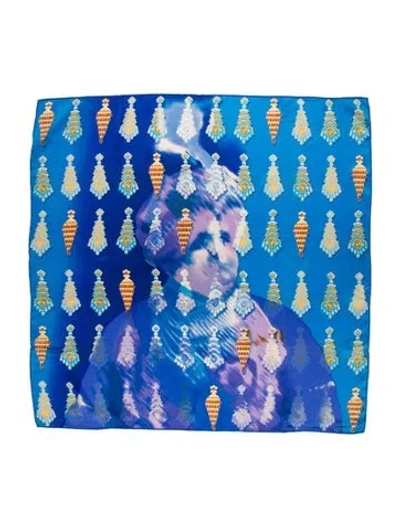 Pre-owned Cartier Silk Printed Scarf In Blue
