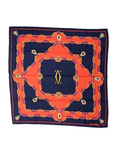 Pre-owned Cartier Silk Printed Scarf In Multi