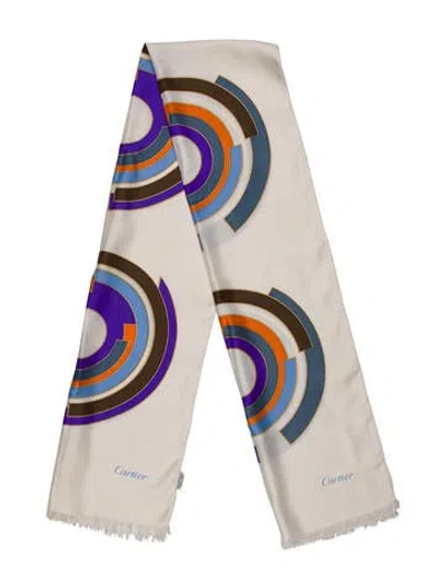 Pre-owned Cartier Silk Printed Scarf In Neutral