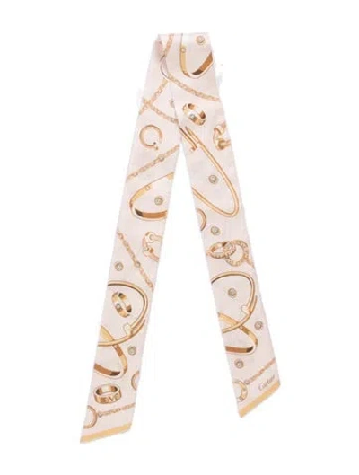 Pre-owned Cartier Silk Printed Scarf In Pink