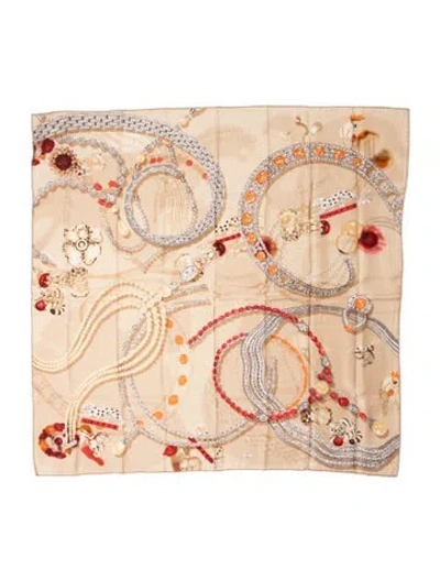 Pre-owned Cartier Silk Printed Scarf W/ Tags In Neutral
