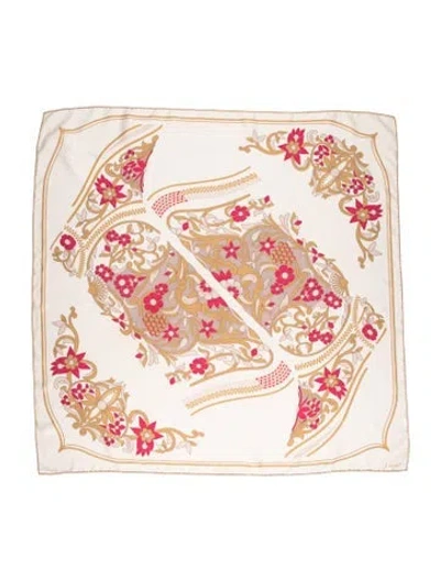 Pre-owned Cartier Silk Printed Scarf In White