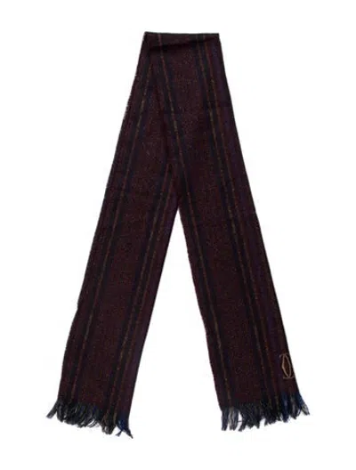 Pre-owned Cartier Silk Striped Scarf In Red