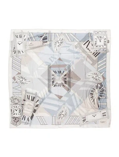 Pre-owned Cartier Silk Vintage Scarf In Blue/white