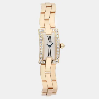 Pre-owned Cartier Silver 18k Rose Gold Ballerine 2992 Quartz Women's Wristwatch 24 Mm