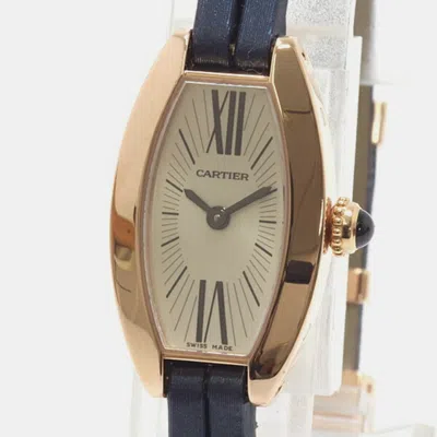 Pre-owned Cartier Silver 18k Rose Gold Lanieres Tonneau W1537238 Women's Wristwatch 16mm