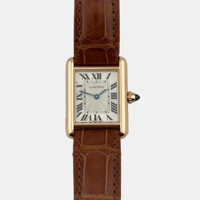 Pre-owned Cartier Silver 18k Rose Gold Tank Louis Wgta0010 Manual Winding Women's Wristwatch 22 Mm