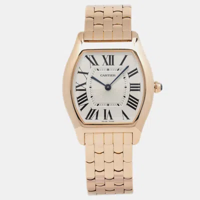 Pre-owned Cartier Silver 18k Rose Gold Tortue W1556366 Manual Winding Women's Wristwatch 31mm