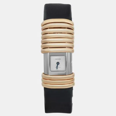 Pre-owned Cartier Silver 18k Yellow Gold Declaration 2611 Quartz Women's Wristwatch 16 Mm