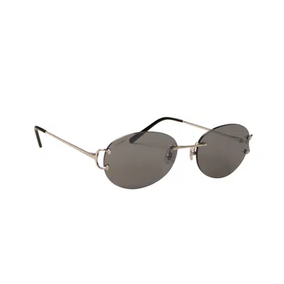 Pre-owned Cartier Silver & Grey Oval C Sunglasses Size Os In Gray