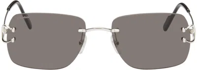 Cartier Silver Classic Décor C Sunglasses In Silver-silver-grey