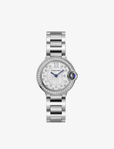 Cartier Silver Crw4bb0034 Ballon Bleu De Stainless-steel And 0.48ct Diamond Quartz Watch