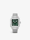 Cartier Silver Crwssa0075 Santos De Medium Stainless-steel Automatic Watch In Silver