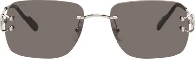 Cartier Silver Classic C Motif Sunglasses In Brown