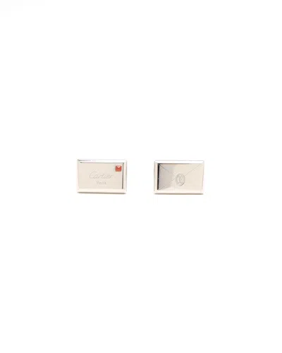 Cartier Silver Envelope Cufflinks In Gray