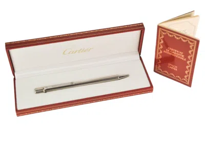 Pre-owned Cartier Silver Plated Trinity Ribbed Ballpoint Pen With A Red  Box