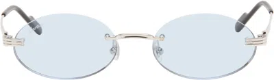 Cartier Silver 'première De ' Sunglasses In Blue