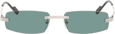 Cartier Silver 'première De ' Sunglasses In Blue