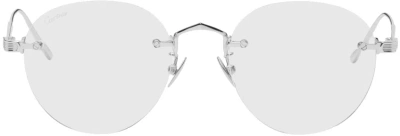 Cartier Silver 'signature C De ' Sunglasses In Slvr-slvr-trnsprnt