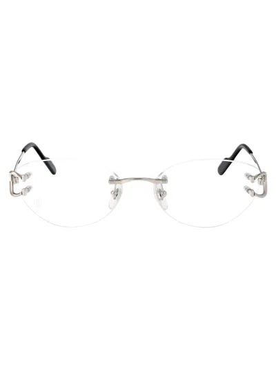 Cartier Silver Silver Transparent Acetate Glasses In Metallic