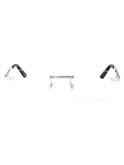 Cartier Silver Silver Transparent Metal Glasses In Grey