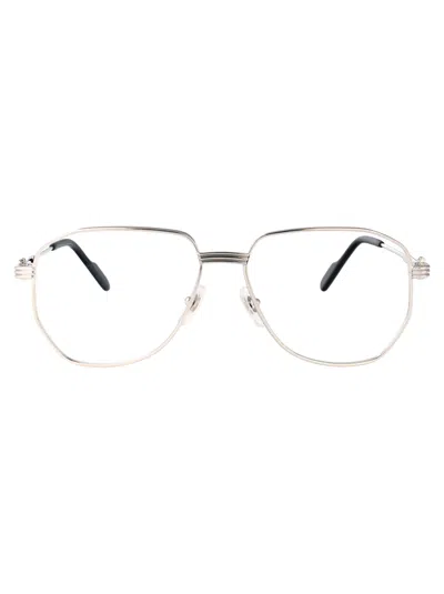 Cartier Silver-silver-transparent Metal Glasses In Grey