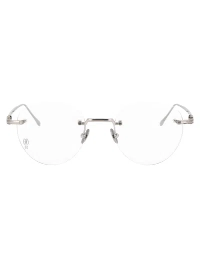 Cartier Silver Silver Transparent Metal Glasses In Grey