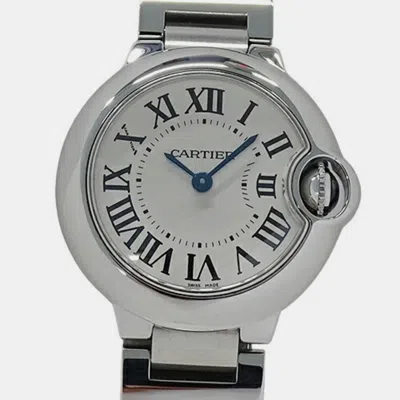 Pre-owned Cartier Silver Stainless Steel Ballon Bleu Quartz Women's Wristwatch 28 Mm