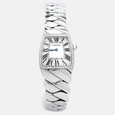 Pre-owned Cartier Silver Stainless Steel Diamond La Dona W660022i Women's Wristwatch 28 Mm
