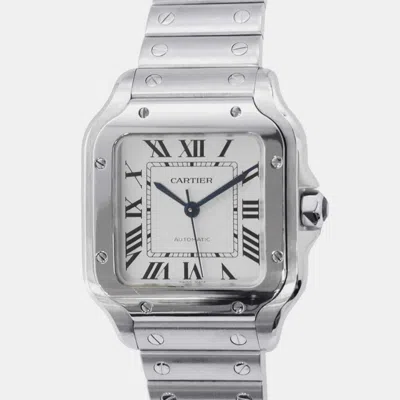 Pre-owned Cartier Silver Stainless Steel Santos Automatic Men's Wristwatch 35 Mm