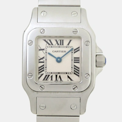 Pre-owned Cartier Silver Stainless Steel Santos Galbee W20056d6 Quartz Women's Wristwatch 26 Mm