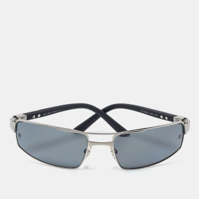 Pre-owned Cartier Silver Tone/grey Santos Galaxy Rectangle Sunglasses